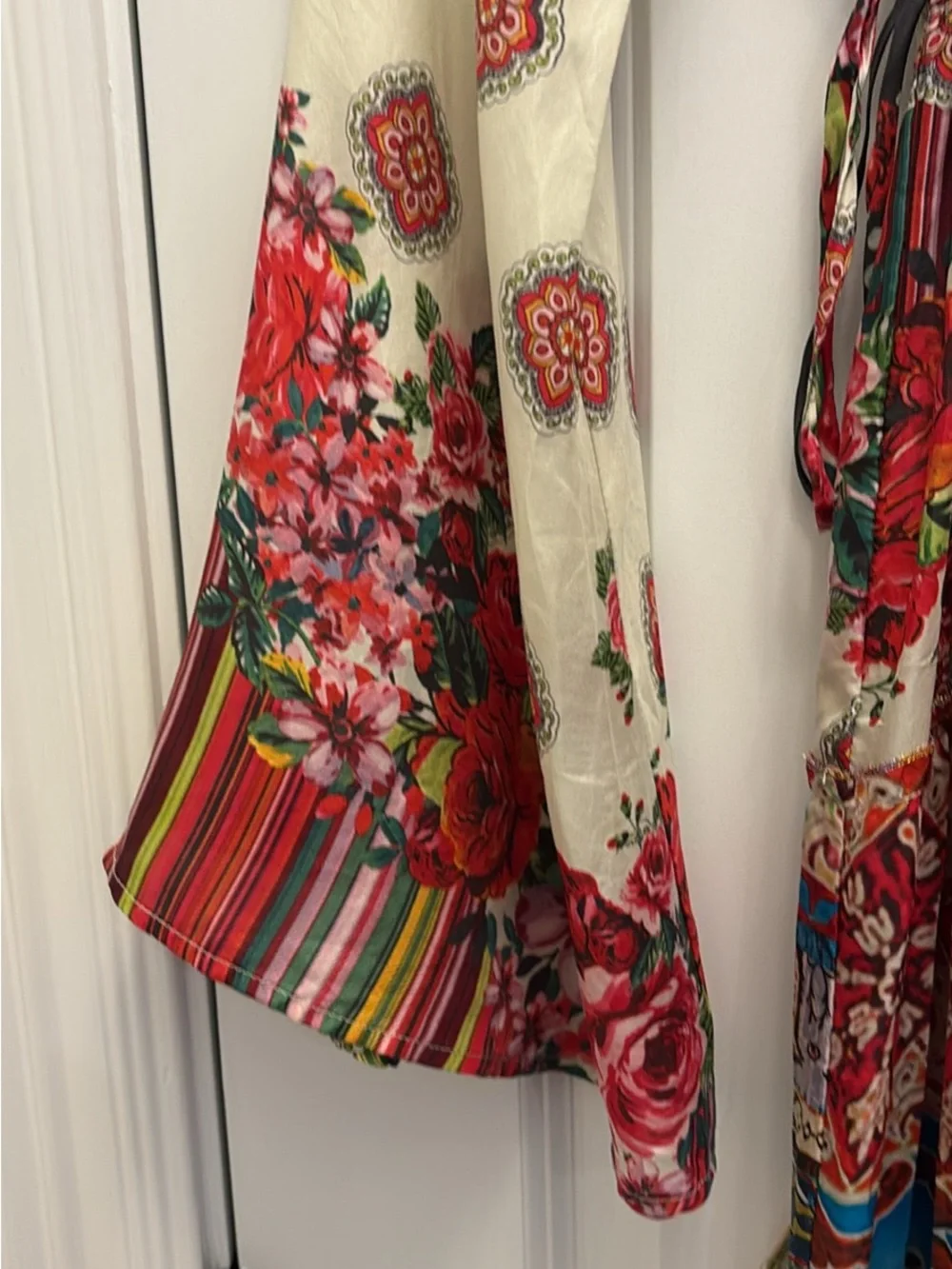 Johnny Was Multicolor Patchwork Maxi Dress with Turquoise Trim - Picture 5 of 15